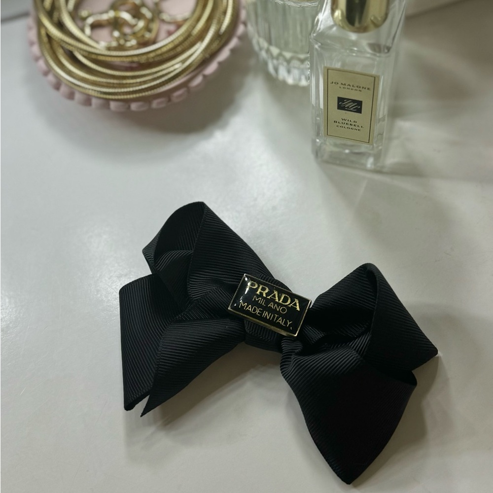 Upcycled Prada Black Bow Hair Clip